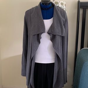 Zinni Gray Waterfall Drape Cotton Tencel Cardigan